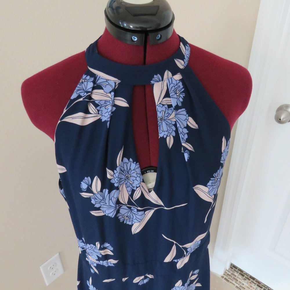 Express Blue Floral Fit and Flair Cocktail Dress Size 12